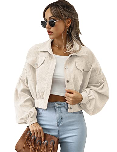 Amazon.com: Qiaomai Womens Cropped Corduroy Jacket Loose Button